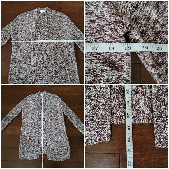Garage Red & White Marled Longline Open Cardigan Sweater w/ Pockets Size XS/S - Picture 5 of 6